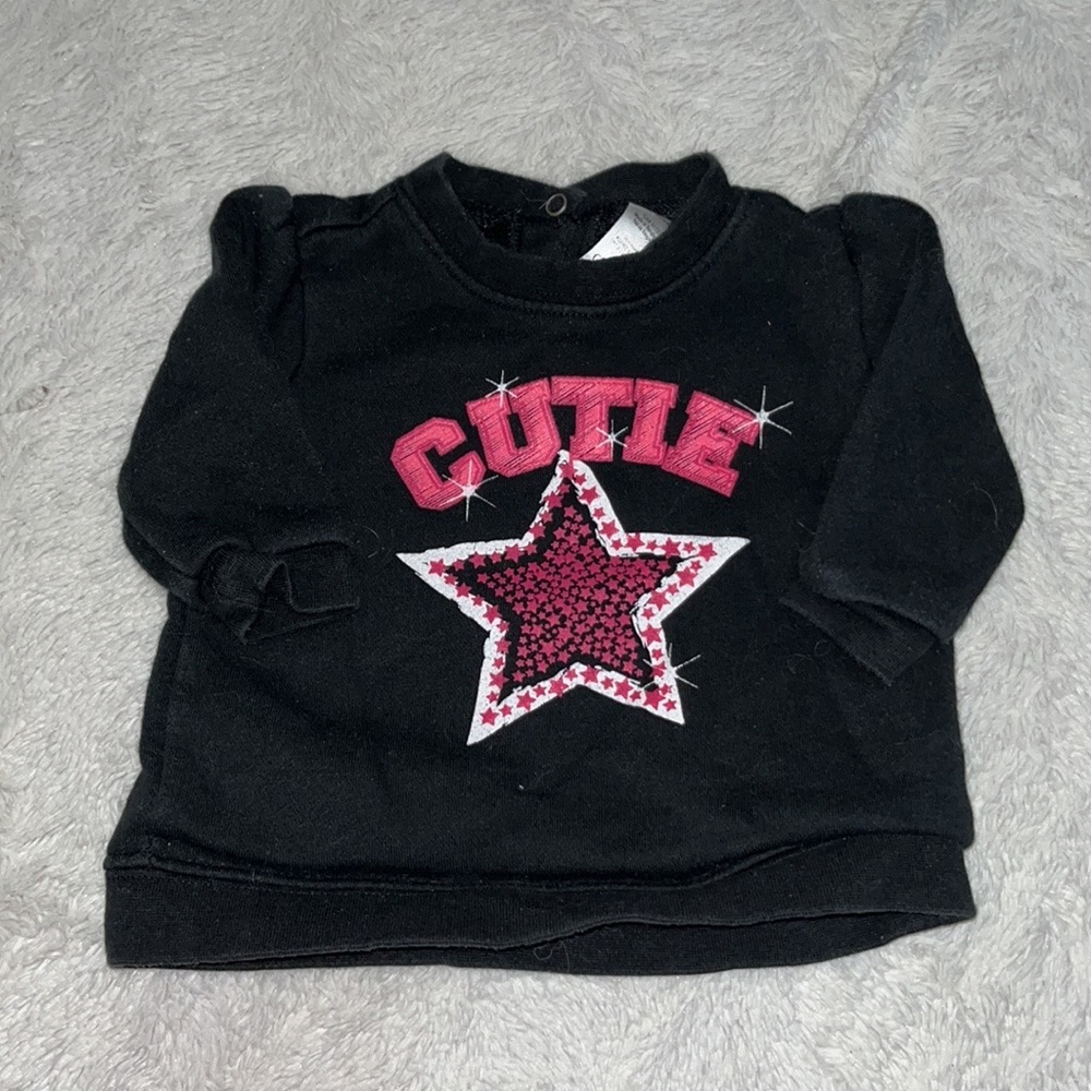 (3 for $10) George 0-3 month black and pink long sleeve sweater baby girl cloth